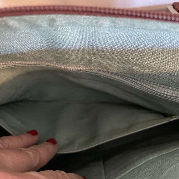 HOBO International VTG Purse Red Brown Polished Leather Bag Zip Two Handles - Picture 13 of 15